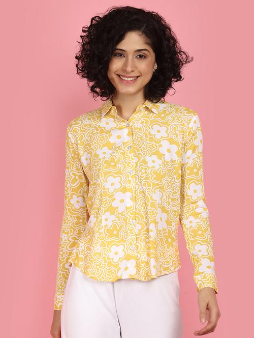 yellow rayon regular shirt - 21056346 - Very Small Image - 1