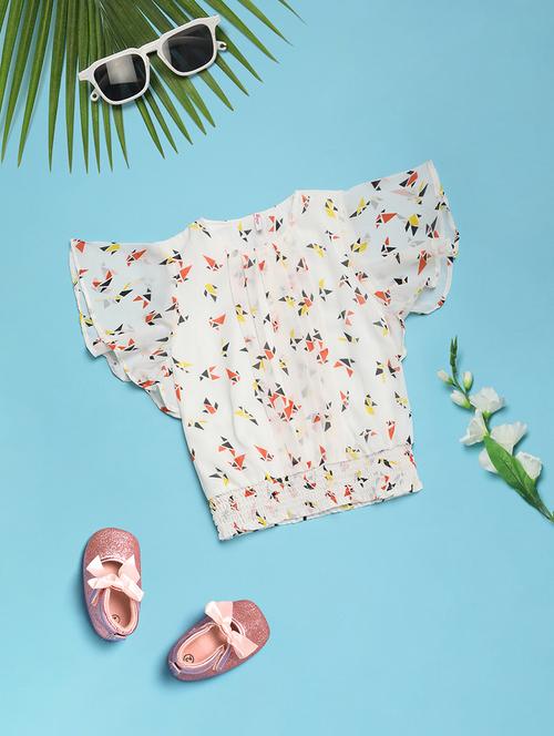 kids white rayon printed top - 21056875 - Very Small Image - 1