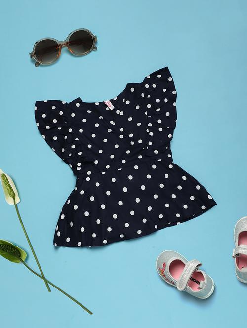kids navy blue rayon printed top - 21056880 - Very Small Image - 1
