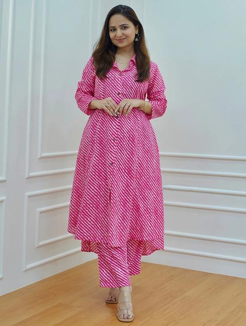 pink printed kurta palazzo set - 21056962 - Very Small Image - 1
