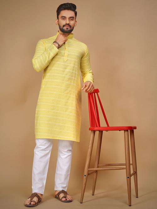 men mandarin neck cotton kurta pyjama set - 21057730 - Very Small Image - 1
