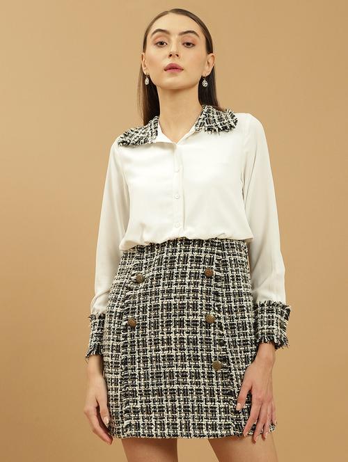 women black & white self design dress - 21057842 - Very Small Image - 1