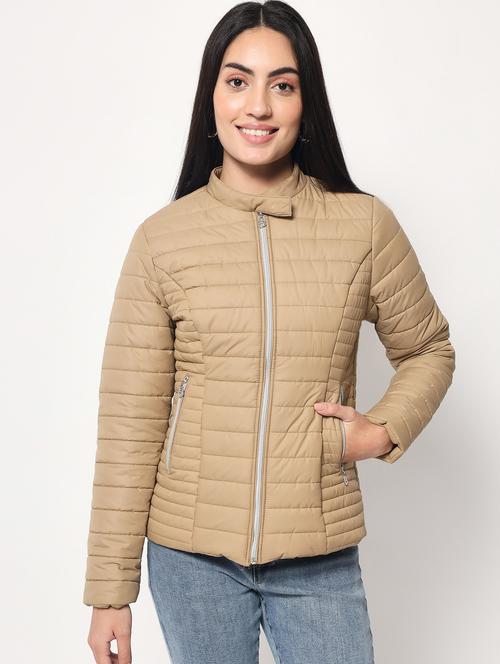 women nude brown quilted jacket - 21058046 - Very Small Image - 1