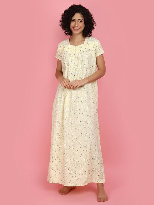 women yellow cotton nighty - 21058083 - Very Small Image - 1