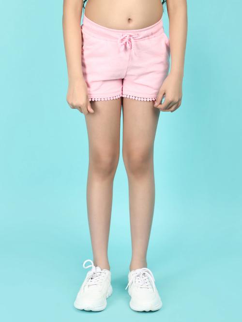 solid pink cotton shorts - 21058117 - Very Small Image - 1