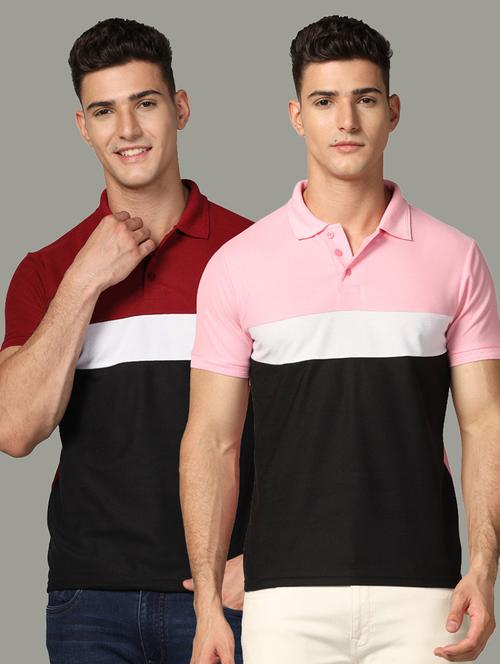 pack of 2 multi coloured colourblocked polo t-shirt - 21058774 - Very Small Image - 1