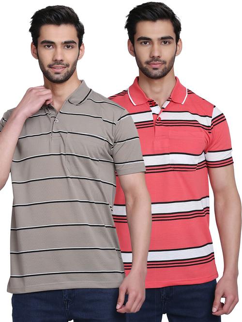 men polo neck all-over t-shirt combo - 21058853 - Very Small Image - 1