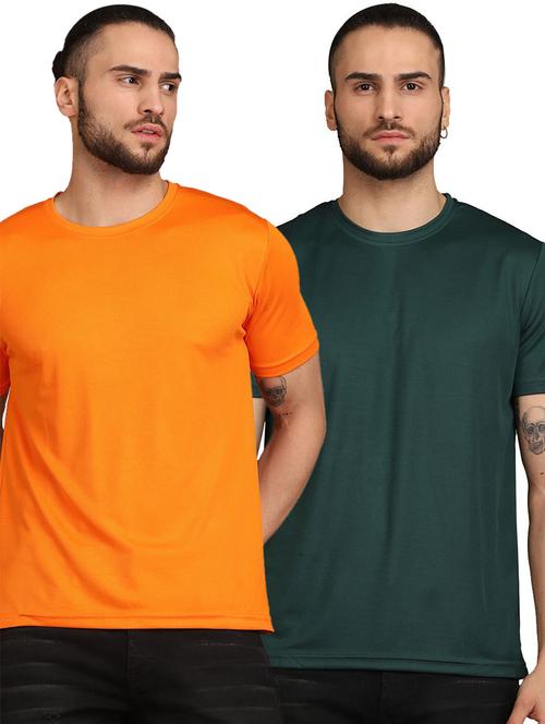 men round neck plain t-shirt combo - 21058916 - Very Small Image - 1
