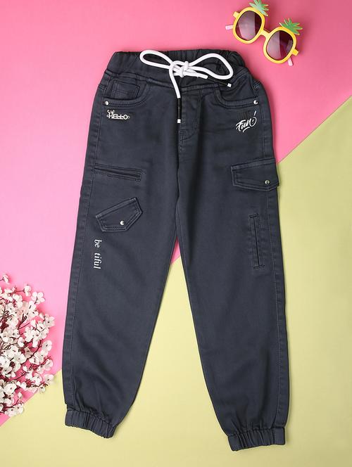 kids mid rise solid joggers - 21061892 - Very Small Image - 1