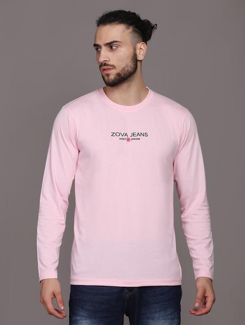 pink cotton blend chest print tshirt - 21062053 - Very Small Image - 1