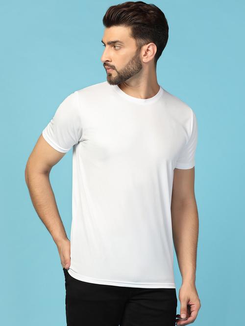 solid white round neck casual t-shirt - 21062135 - Very Small Image - 1