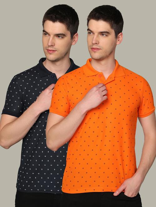men polo neck all-over print t-shirt combo - 21062366 - Very Small Image - 1