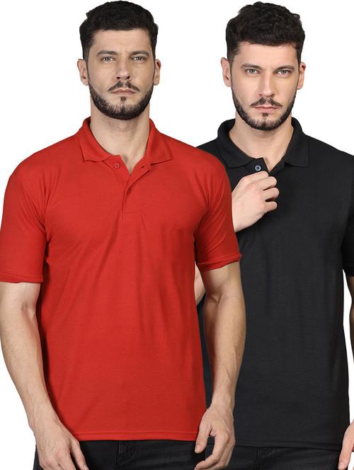 pack of 2 solid multi coloured polo t-shirt - 21062422 - Very Small Image - 1