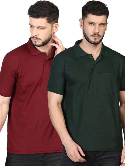 pack of 2 solid multi coloured polo t-shirt - 21062552 - Very Small Image - 1