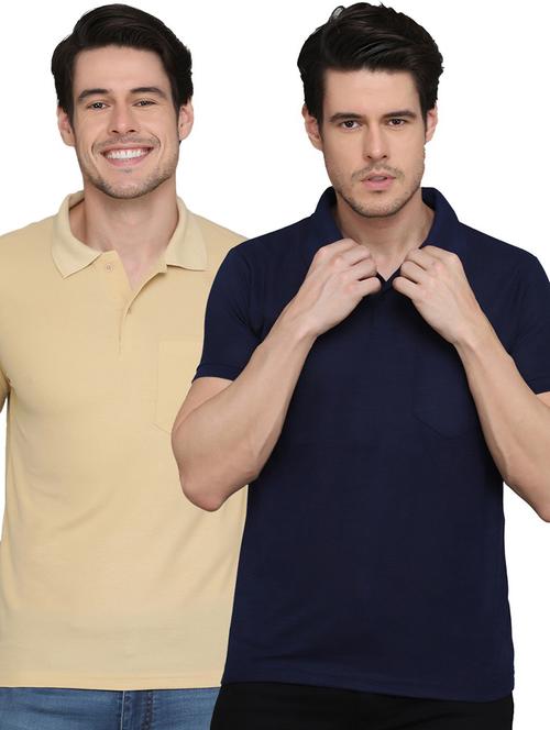 pack of 2 solid multi coloured polo t-shirt - 21062568 - Very Small Image - 1