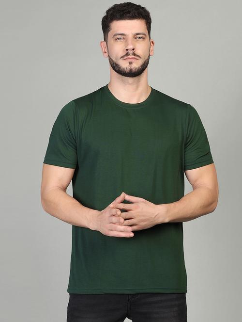 solid green round neck t-shirt - 21062710 - Very Small Image - 1
