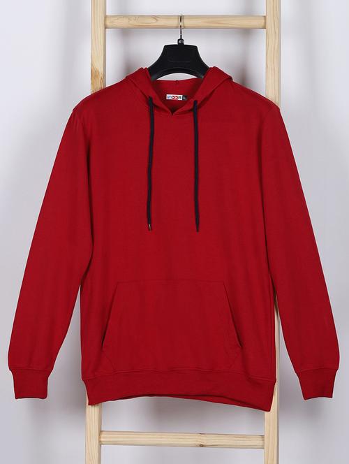 solid red cotton hooded sweatshirt - 21062739 - Very Small Image - 1