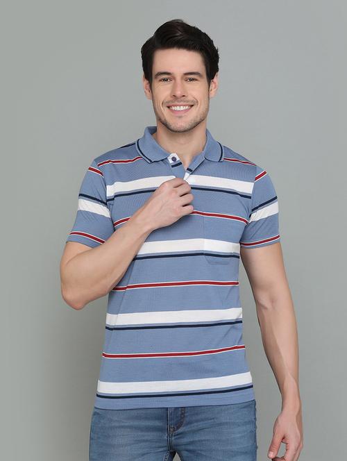 blue colored cotton blend all over print t-shirt - 21062769 - Very Small Image - 1