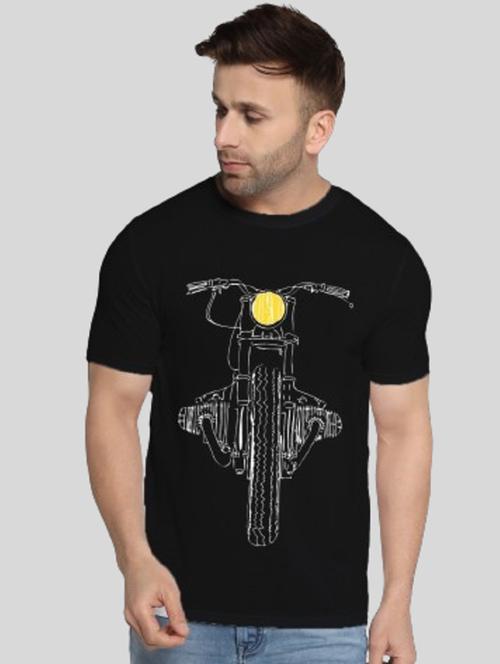 black cotton blend chest print tshirt - 21062789 - Very Small Image - 1