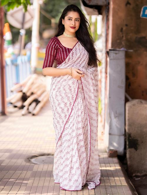women printed saree - 21063119 - Very Small Image - 1