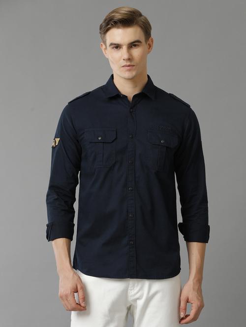 men long sleeve solid casual shirt - 21063166 - Very Small Image - 1