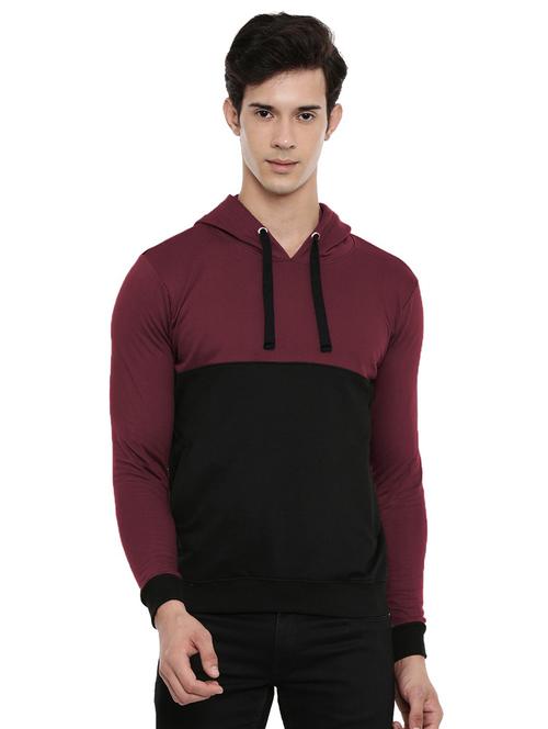 maroon cotton blend color block sweatshirt - 21063228 - Very Small Image - 1