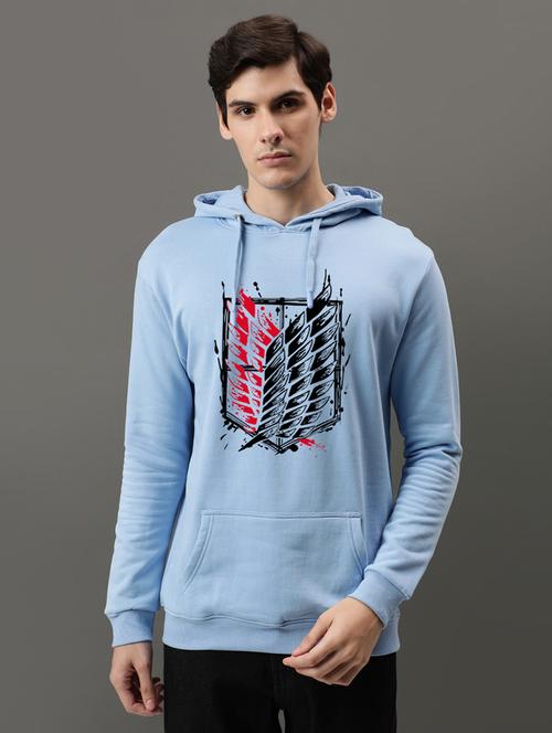 light blue front printed hooded sweatshirt - 21063268 - Very Small Image - 1