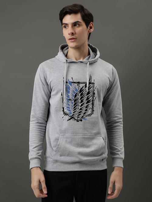 grey front printed hooded sweatshirt - 21063276 - Very Small Image - 1