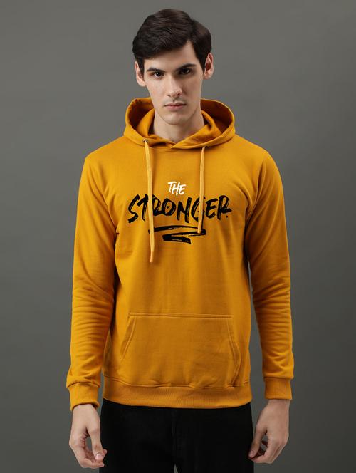 mustard cotton blend front print sweatshirt - 21063296 - Very Small Image - 1
