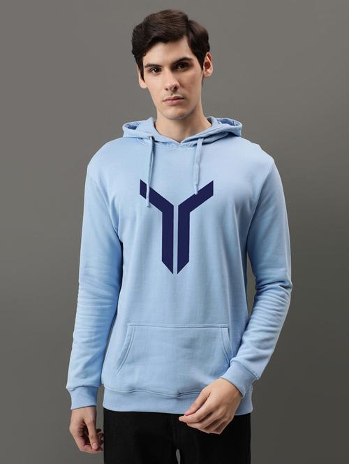 light blue front printed hooded sweatshirt - 21063323 - Very Small Image - 1