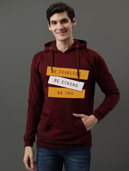 maroon cotton front print sweatshirt - 21063384 - Very Small Image - 1