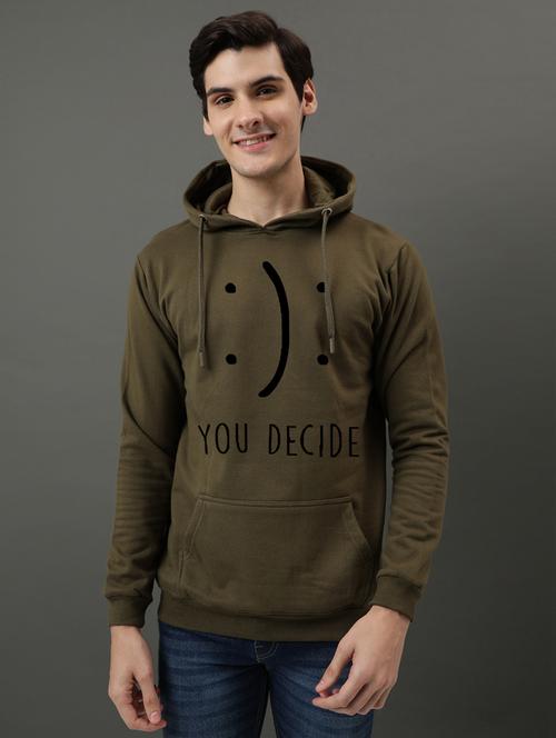 olive cotton front print sweatshirt - 21063392 - Very Small Image - 1