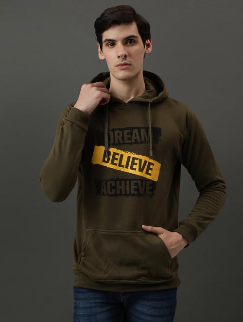 men front print hood neck sweatshirt - 21063403 - Very Small Image - 1