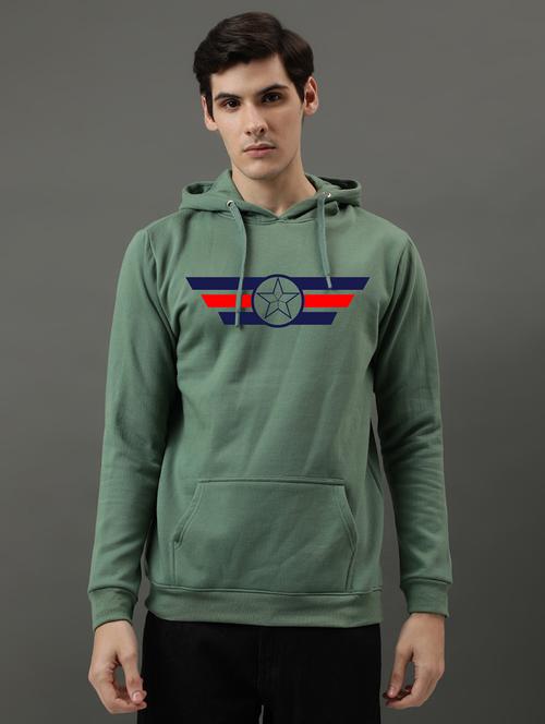 men chest print hood neck sweatshirt - 21063424 - Very Small Image - 1