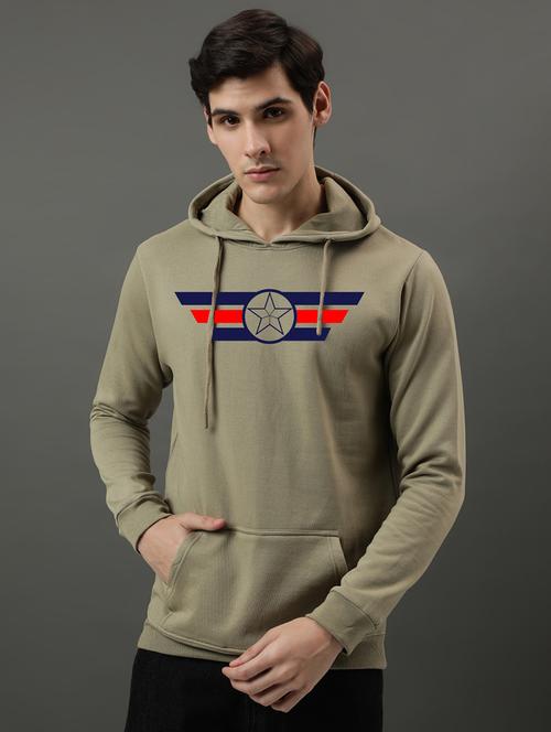 men hood neck chest print sweatshirt - 21063431 - Very Small Image - 1
