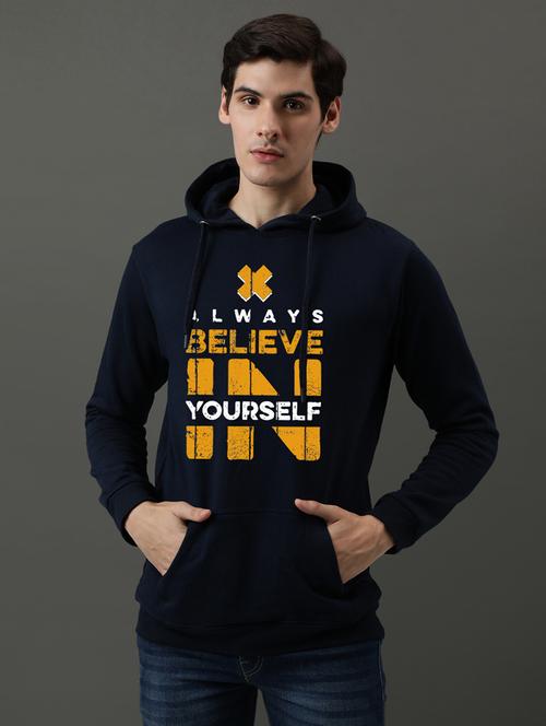navy blue cotton front print sweatshirt - 21063459 - Very Small Image - 1