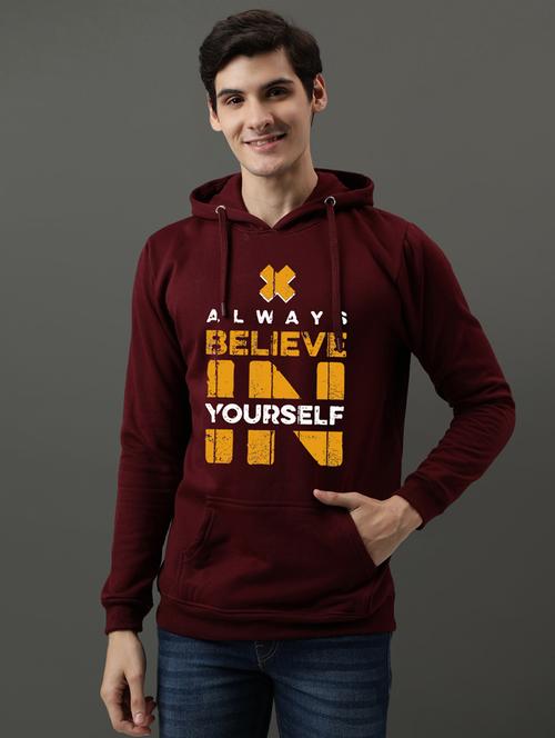 maroon cotton front print sweatshirt - 21063461 - Very Small Image - 1