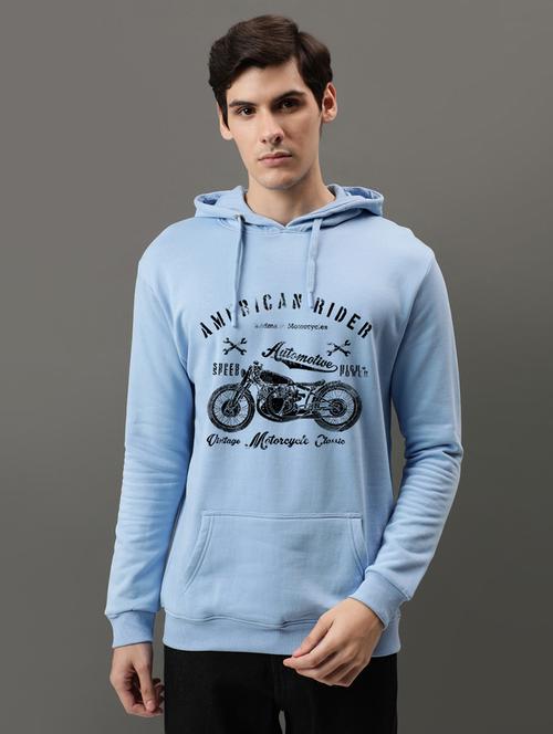 light blue front printed hooded sweatshirt - 21063476 - Very Small Image - 1