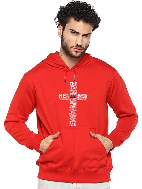 red front printed hooded sweatshirt - 21063778 - Very Small Image - 1