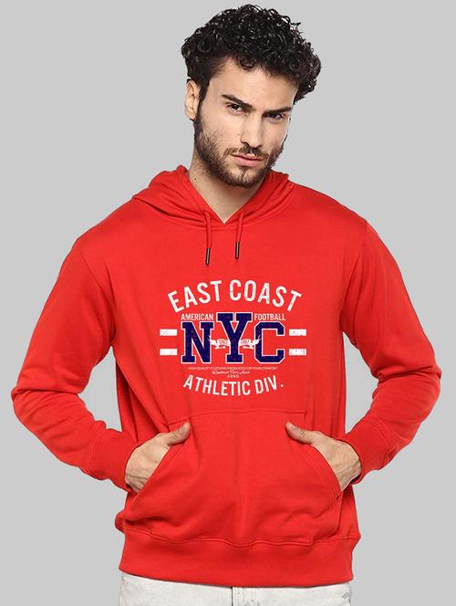 men front print hood neck sweatshirt - 21064093 - Very Small Image - 1