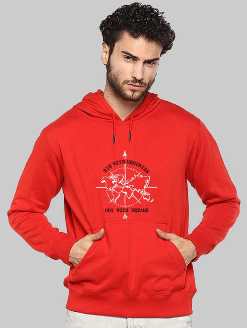 men front print hood neck sweatshirt - 21064115 - Very Small Image - 1