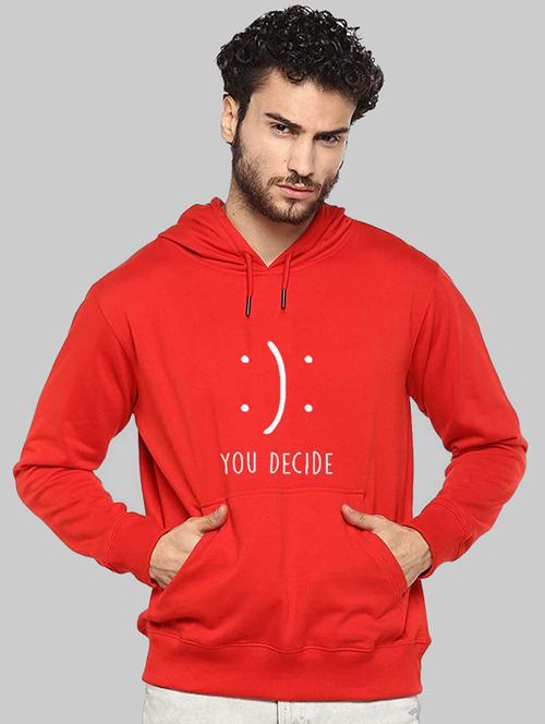 men front print hood neck sweatshirt - 21064120 - Very Small Image - 1