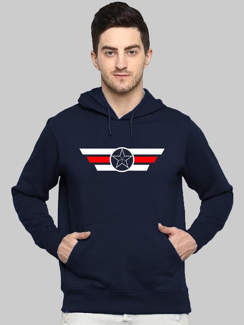 men chest print hood neck sweatshirt - 21064132 - Very Small Image - 1
