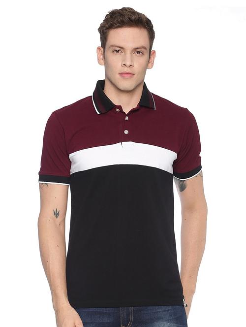 black cotton blend color block t-shirt - 21064240 - Very Small Image - 1