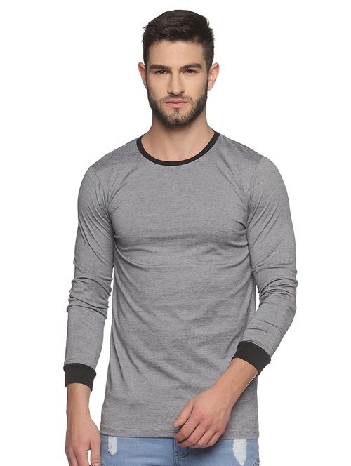 grey cotton blend plain tshirt - 21064271 - Very Small Image - 1