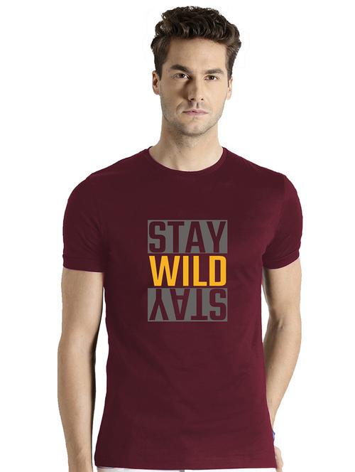 maroon cotton blend t-shirt - 21064288 - Very Small Image - 1
