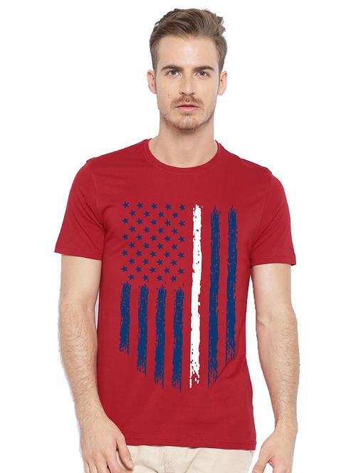 red cotton blend front print tshirt - 21064296 - Very Small Image - 1