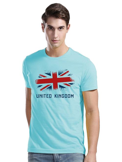 light blue cotton blend front print t-shirt - 21064312 - Very Small Image - 1