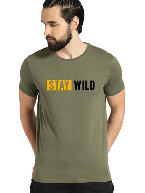 olive cotton blend plain tshirt - 21064346 - Very Small Image - 1