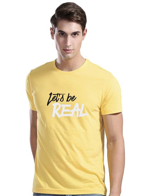 yellow cotton blend front print tshirt - 21064408 - Very Small Image - 1
